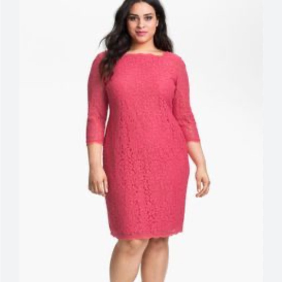 Adrianna Papell Plus Size Pink Lace Dress - Picture 1 of 11